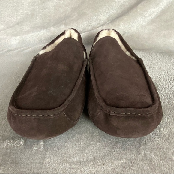 UGG Ascot Men's Slippers Loafer Size 18 Chocolate Brown Suede Sheepskin NEW - Picture 5 of 9
